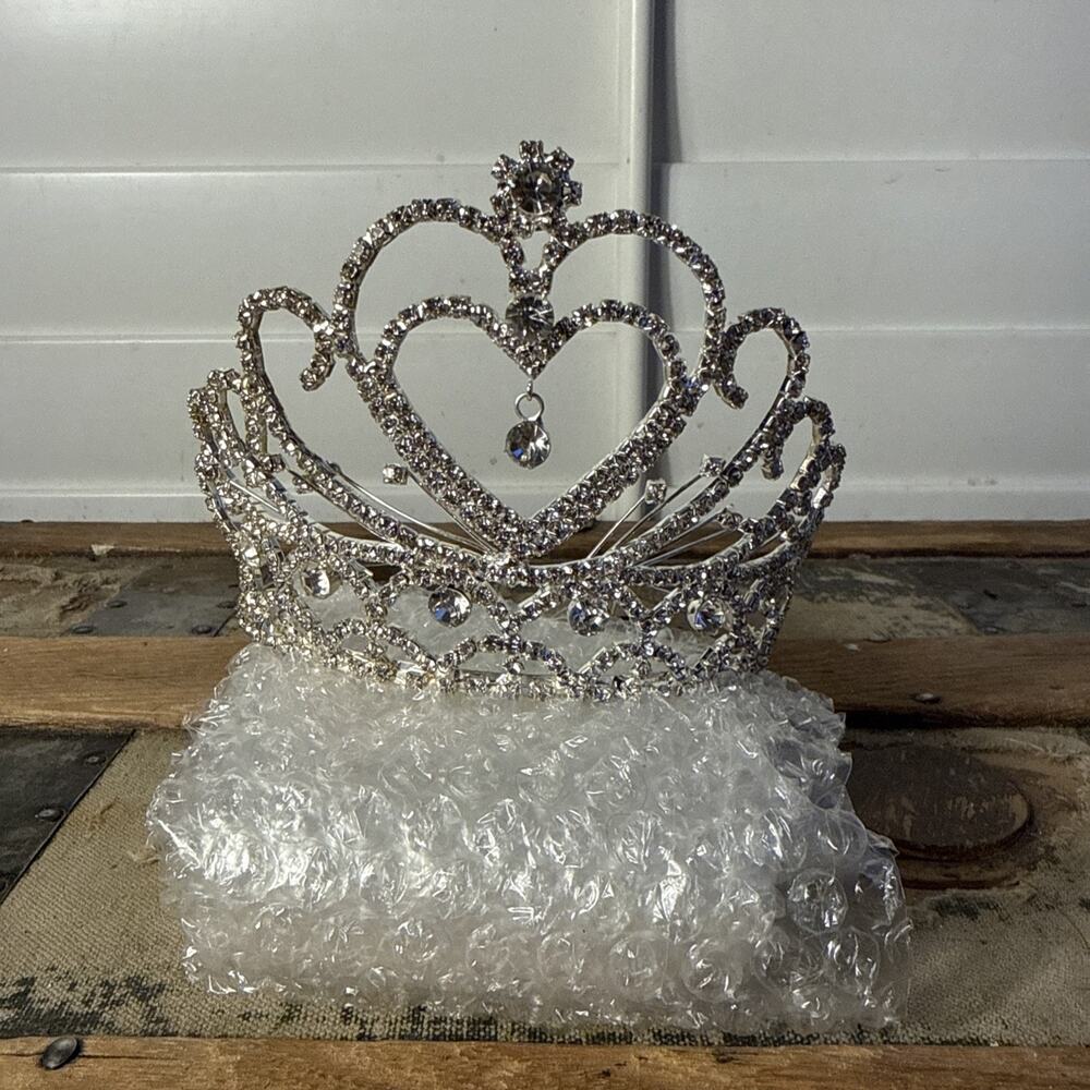 Heart Rhinestone Tiara, Clear Crystal Princess/Pageant Headband